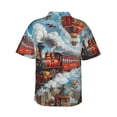 thumbnail image 3 of Daiia Red Train Hot Air Balloon Hawaiian Shirt for Men Gentle Cotton Regular Short Sleeve Casual-Medium, 3 of 9