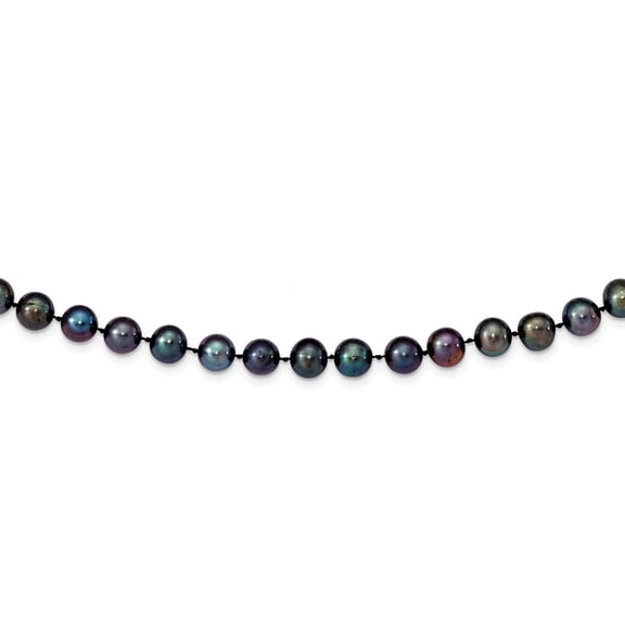14K Yellow Gold necklace Pearl Freshwater Near Round Black 18 in 8.5 mm 9