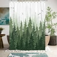 thumbnail image 2 of Sage Green Forest Shower Curtain, Pine Tree Foggy Forest Woodland Mountain Nature Bathroom Curtain Home Decor Waterproof Fabric Machine Washable with 6PCS Hooks,36" Wx72 L, 2 of 6