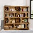 thumbnail image 3 of Tribesigns 71" 4-Tier S-Shaped Bookcase Set of 2 - Wood Decorative Storage Shelf, Modern Brown Freestanding Display Unit, 3 of 7