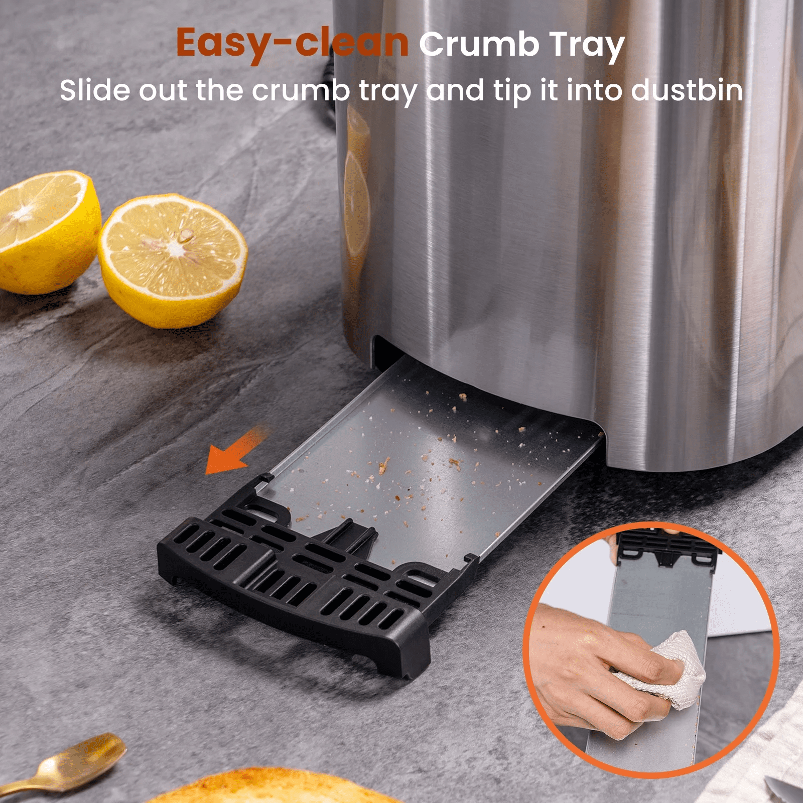 Touch Screen 2-Slice Toaster, Stainless Steel, 6 Shade Settings, Timer Countdown