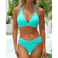 thumbnail image 3 of ZAHNGWQ Women Two Piece Bathing Suits Push Up Bikini Set Halter Swimsuit Vintage Swimwear Aqua, 3 of 7