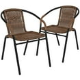 thumbnail image 1 of Flash Furniture Lot de 2 Chaises Empilables de Restaurant en Rotin Brun Moyen pour Intérieur-Extérieur, 1 of 5