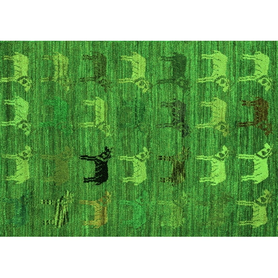 Ahgly Company Indoor Rectangle Abstract Green Modern Area Rugs, 7' x 10'