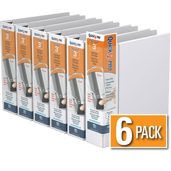 QuickFit® Pro Heavy Duty Single Touch Pin-Lock® View Binder, 6 Pack, 3"