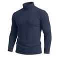 thumbnail image 5 of Men's Stretch Muscle Tshirts Turtleneck Long Sleeve Knit Tees Casual Slim Fit Basic Shirt Tops Business Casual Workwear, 5 of 7
