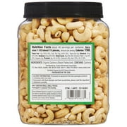 Kirkland Signature Organic Whole Cashews, Unsalted Unroasted, 40 oz