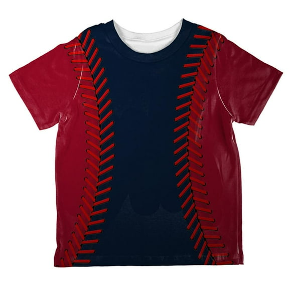 Baseball League Navy Blue and Scarlet All Over Toddler T Shirt