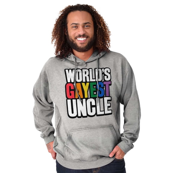 Worlds Gayest Uncle Birthday Pride Hoodie Hooded Sweatshirt Men Brisco Brands S