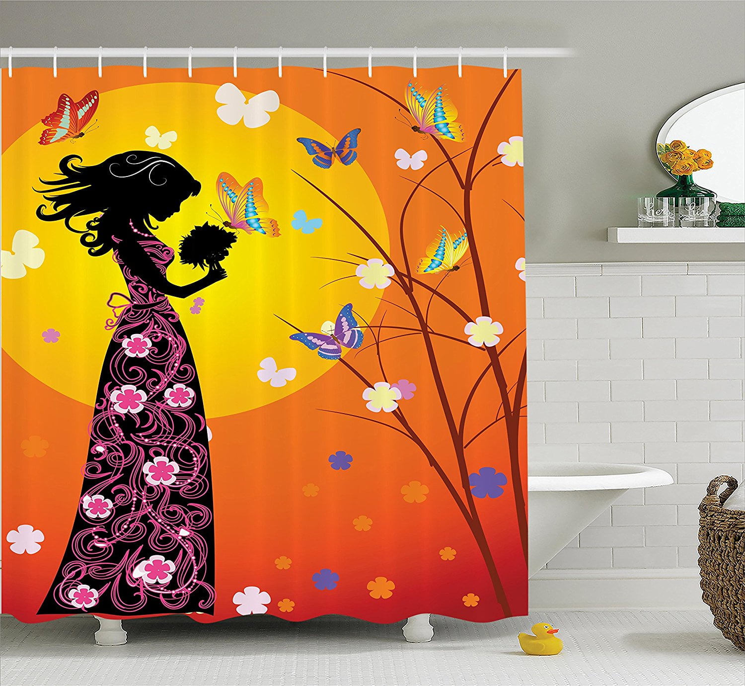 Details about   Butterfly Shower Curtain Fantasy Vibrant Color Print for Bathroom 
