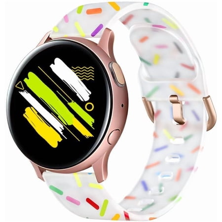 XIHAMA Compatible with Samsung Watch 6 5 4 Bands/Galaxy Watch 6 5 4 Band/Samsung Galaxy Watch 6 5 4 Bands 40mm 44mm, 20mm Soft Transparent Pattern Printed Replacement for Active 2 Band Women Men