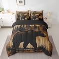 thumbnail image 2 of Feelyou Brown Bear Animal Twin Bedding Sets 7-Piece for Boy, Vintage Western Cabin Bedding Comforter Set, Rustic Wooden Plank Reversible Sheet Sets, Lightweight Room Decor, 2 of 8