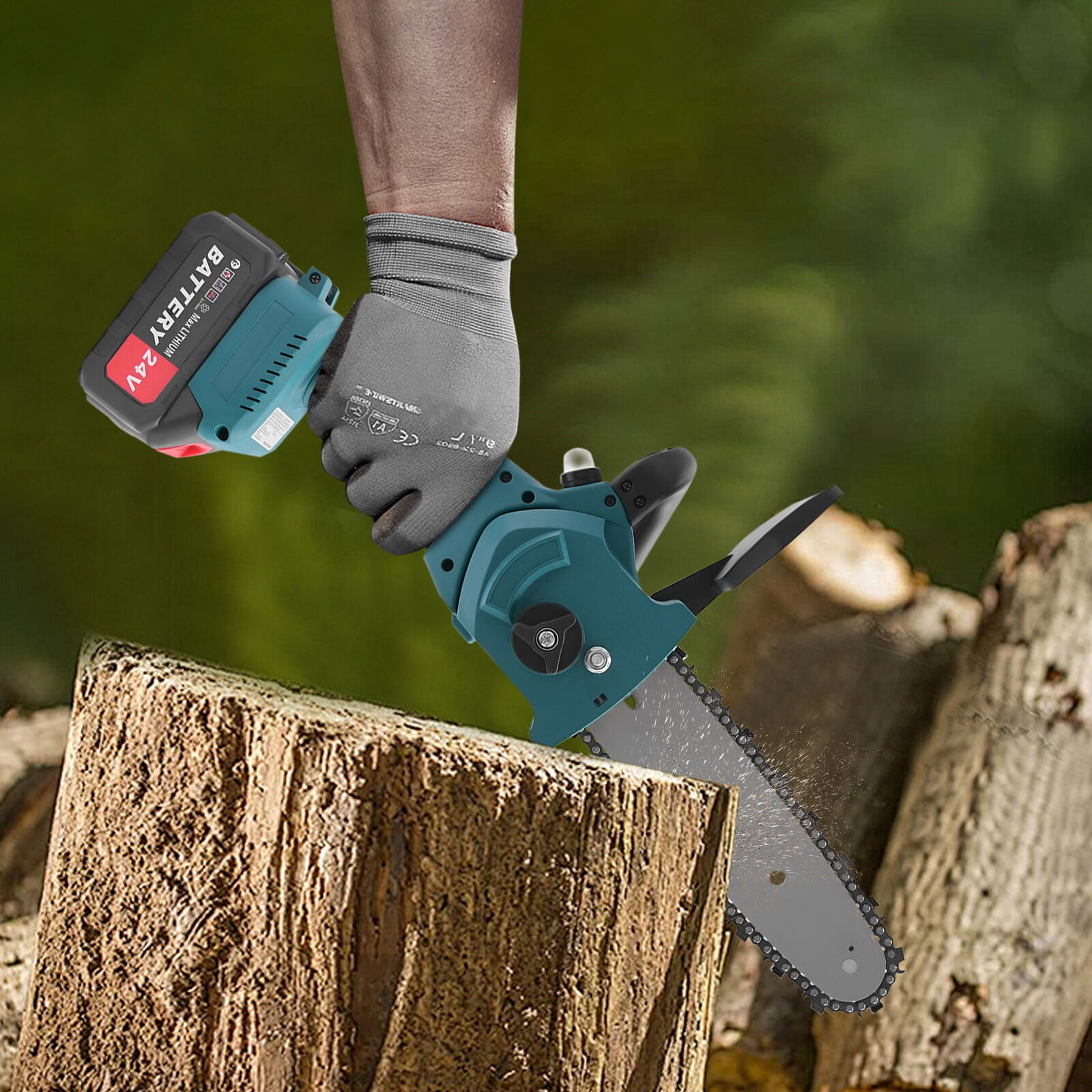 ToppiJoy 8" One-Handed Cordless Mini Chainsaw, Electric Chainsaws with Battery & Case, Portable Chainsaw for Wood Cutting, Tree Pruning