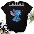 thumbnail image 2 of Camisetas de algodón para niños con dibujos animados de Lilo y Stitch de Disney, camisetas de verano, camisetas negras con cuello redondo y Stitch Ohana, camisetas para bebés, ropa para niños y niñas, 2 of 5