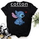 thumbnail image 2 of Camisetas de algodón para niños con dibujos animados de Lilo y Stitch de Disney, camisetas de verano, camisetas negras con cuello redondo y Stitch Ohana, camisetas para bebés, ropa para niños y niñas, 2 of 5