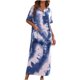 thumbnail image 1 of Vestido de suéter suelto de manga corta con estampado informal con cuello en V para mujer a la moda Fridja  qw6257, 1 of 8