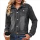 thumbnail image 1 of Chaqueta Vaquera Básica de Larga, Ajustada, Elástica y con Botones para Mujer Negro y Gris L, 1 of 8
