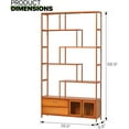 thumbnail image 2 of Sptwo Staggered 5-Tier Bookshelf with Drawer and Cabinet, Bamboo 39" L x 9.8" W x 68.9" H Tall Chinese Vintage Display Etagere Freestanding Shelves for Bedroom, Living Room, Home Office, 2 of 7