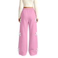 thumbnail image 6 of HAOTAGS Girls Wide Leg Sweatpants, Lace Trim Bow Casual Pants with Pockets, 6 of 7