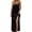 Black, variant on Women's Sexy Backless Satin Maxi Dress V-Neck Sleeveless Side Slit Graduation Party Gown