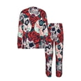 thumbnail image 4 of Mens Lounge Sets 2 Piece Pajamas Outfits Long Sleeve Casual Sweatsuits, Red Rose Skull Skulls Head, 4 of 6