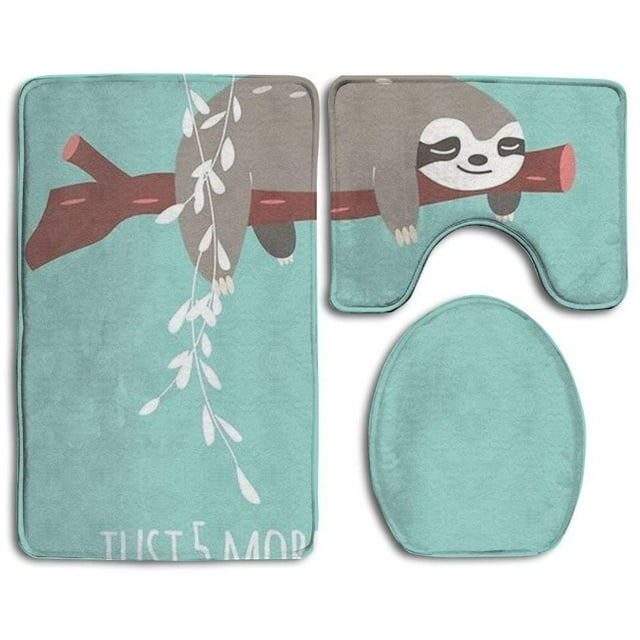 ABPHQTO Pereza perezosa Juego de alfombras de baño de 3 piezas Alfombra de baño Alfombra de contorno y tapa de inodoro ABPHQTO Cont-CHAPPLE-38710