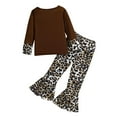 thumbnail image 6 of Cethrio Outfit Sets for Girls, Long Sleeve Crewneck Printed Sweatshirts and Pants Set Brown Size 9-10 T, 6 of 9
