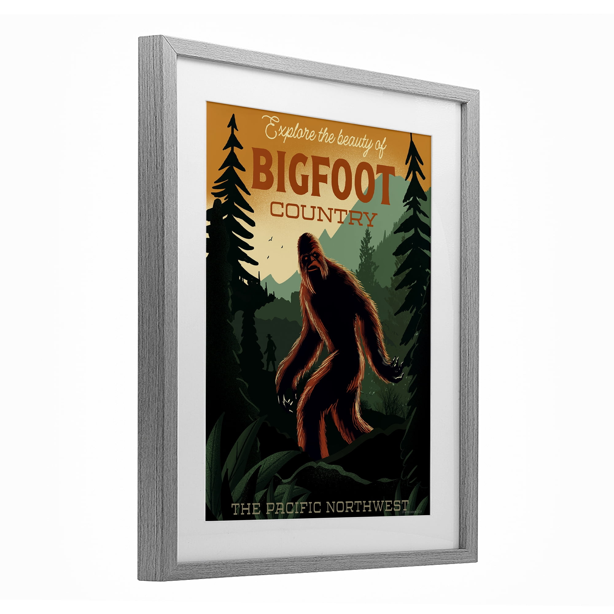 Stupell Industries Cryptid Tourism Wildlife Gray Framed Print Under Glass, design by Omar Escalante