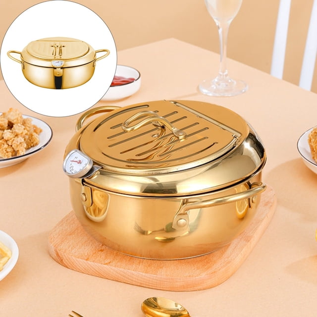 Japanese Deep Fryer Pot 2024 New Stainless Deep Fryer Japanese Deep Fryer With Temperature Gauge Deep Frying Pan With Lid Basket For Kitchen French Fries Chicken