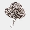 thumbnail image 4 of Unir Outdoor Hiking Leopard Print Bucket Hat for Women, Wide Brim with Windproof Chin Strap, UV Protection Sun Hat, 1 Piece, One Size, 4 of 5
