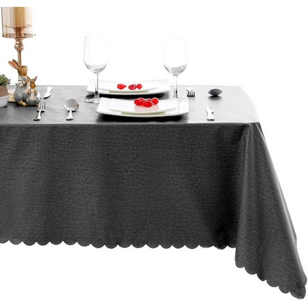 

Hiasan PVC Rectangle Tablecloth - 100% Waterproof Oilproof Stain Resistant Wipeable Vinyl Table Cloth for Kitchen Dining and Outdoor Picnic 54 x 80 Inch Black