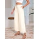 thumbnail image 4 of Pantalones de y Algodón para Mujer, Informales, de Verano, para Playa, con Cordón, Holgados, de Pierna y Bolsillos. Beige L, 4 of 9