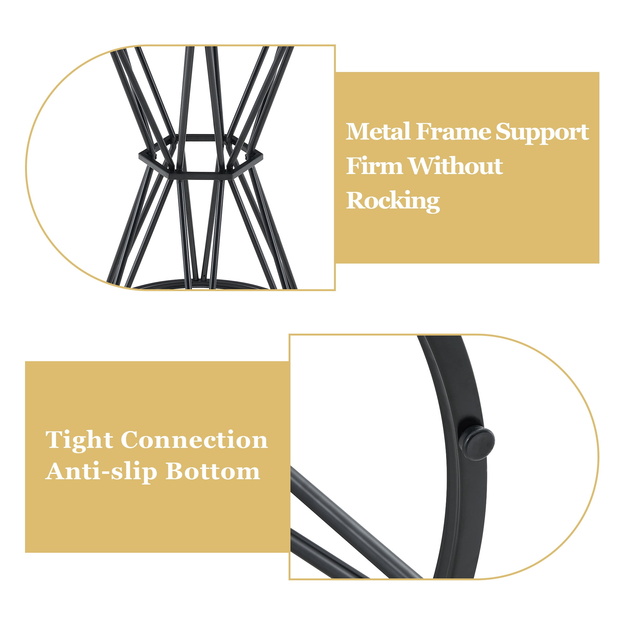 3-Piece Industrial Bar Table and Chair Set, 31.5-Inch Wood Grain MDF Bar Table with Black Metal Frame and 2 Stools, Modern Pub Dining Set for Kitchen Island Home Bar, Black Wood