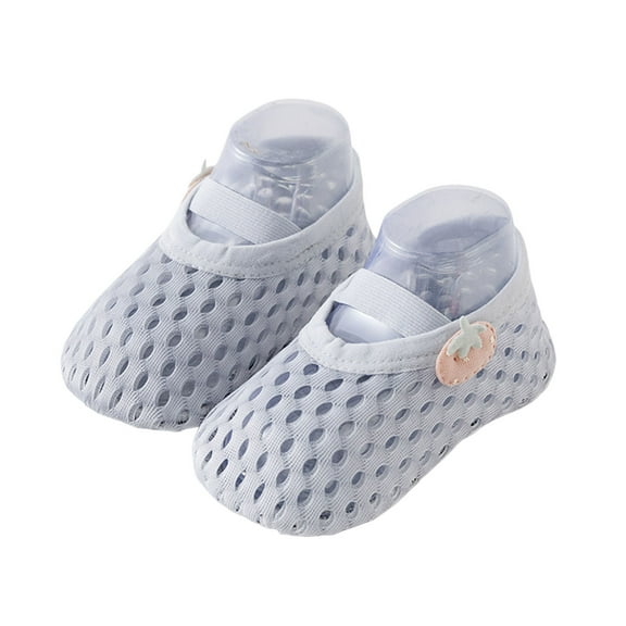 LIIPEE Girls Boys Sneakers Summer Comfortable Mesh Closed Toe Non- Soft Sole First Walking Shoes Toddler Breathable Beach Sneaker,Grey1,2-4 Years