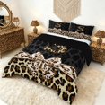 thumbnail image 2 of Manfei Leopard Print Alphabet S Queen Comforter Set,Cheetah Bowknot Comforter Sets Queen,Black Brown,Black Reversible,3 Pieces,1 Comforter and 2 Pillowcases, 2 of 7