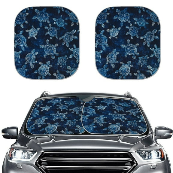Jeiento Blue Sea Turtle Car Windshield Sun Shade 2 Pack Sunshade for Car Windshield Front Window Auto Sun Shield Covers Automotive Interior Accessories to Keep Your Vehicle Cool