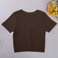 thumbnail image 5 of Mifsaly Yoga Crop Tops for Women Slim Fit Ribbed Short Sleeve Cropped T-Shirt Breathable Soft Stretchy Seamless Athletic Workout Tee Coffee,M, 5 of 6
