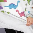 thumbnail image 3 of Oversized Wearable Blanket Hoodie,Colorful Dinosaurs Trees Mountains Pattern Sherpa Blanket Hoodie with Super Pockets,Super Warm Fuzzy Pullover for Women & Men, 3 of 6