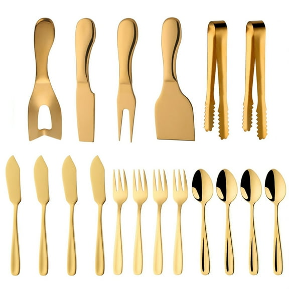 Gold Charocuterie Board Accessories Stainless Steel 18-Piece Cheese Spreader Knive Set