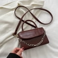 thumbnail image 4 of New simple niche commuter one-shoulder diagonal bag leisure artificial leather small bag - brown, 4 of 6