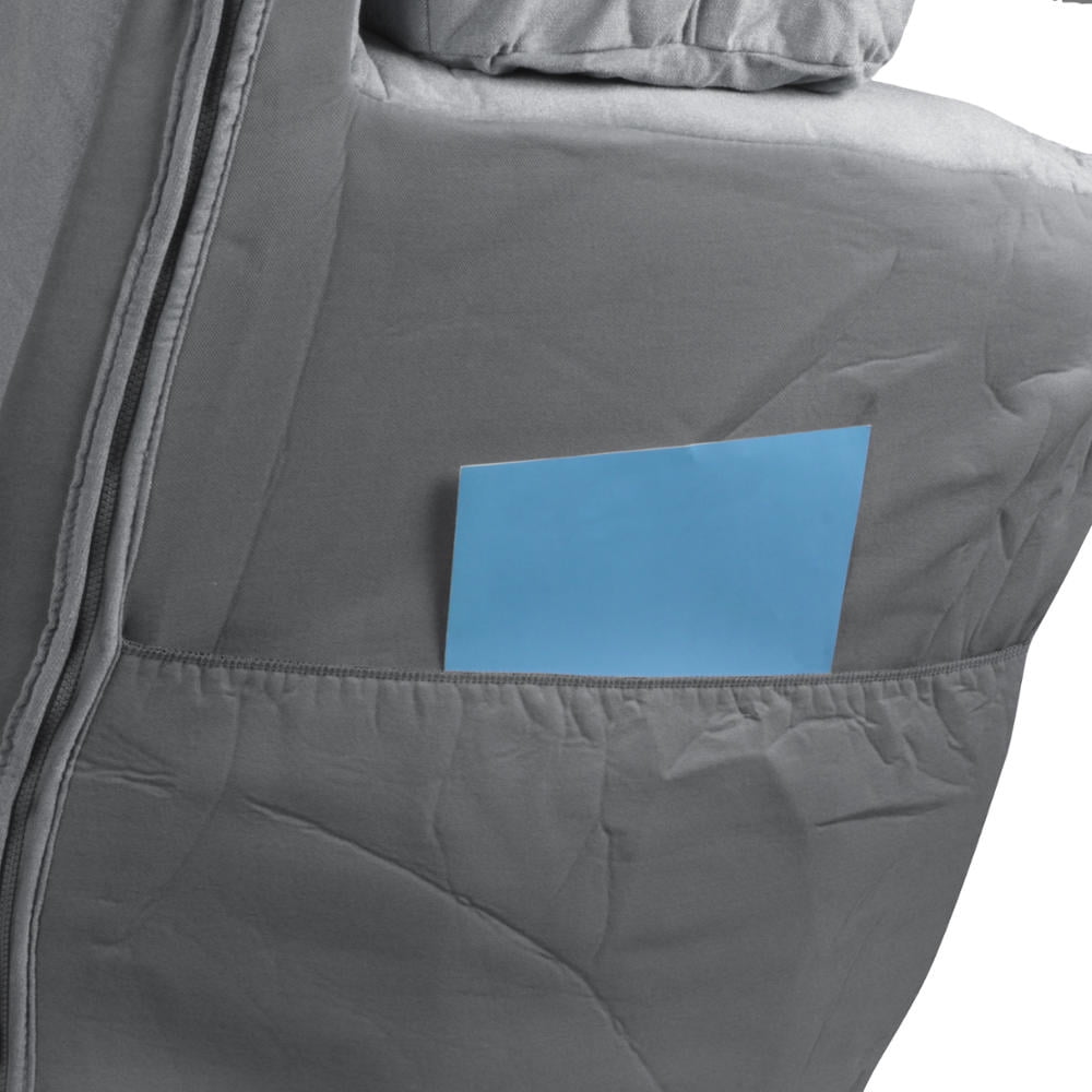 BDK Velour Fabric 2-Pack Front Seat Covers for Pick-Up Trucks, Trucks, Vans with Integrated Seat Belt, Integrated Arm Rest, Detachable Headrest - Gray