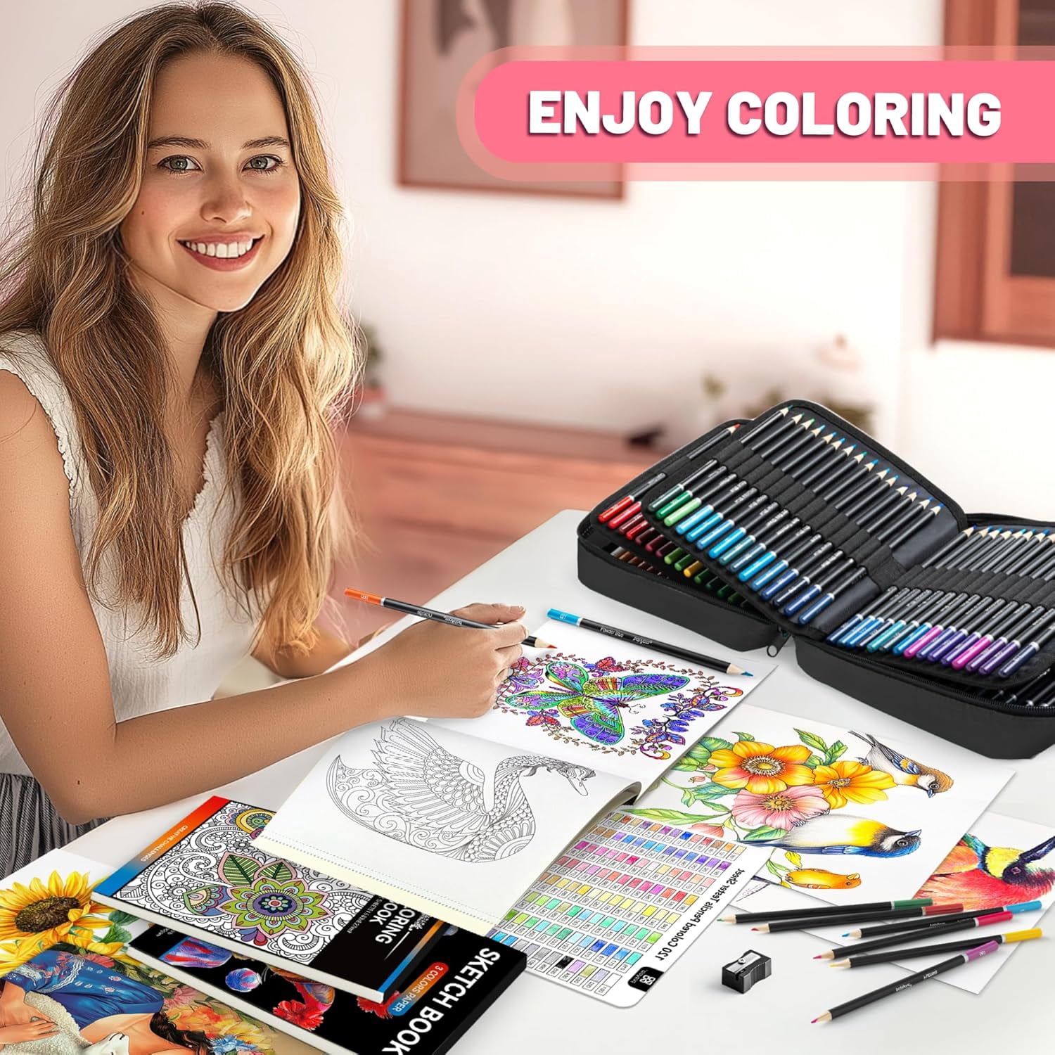 120 Colored Pencils,Soft Coloured Leads for Adult Artists, Professionals and Colorists, In Zipper Pouch
