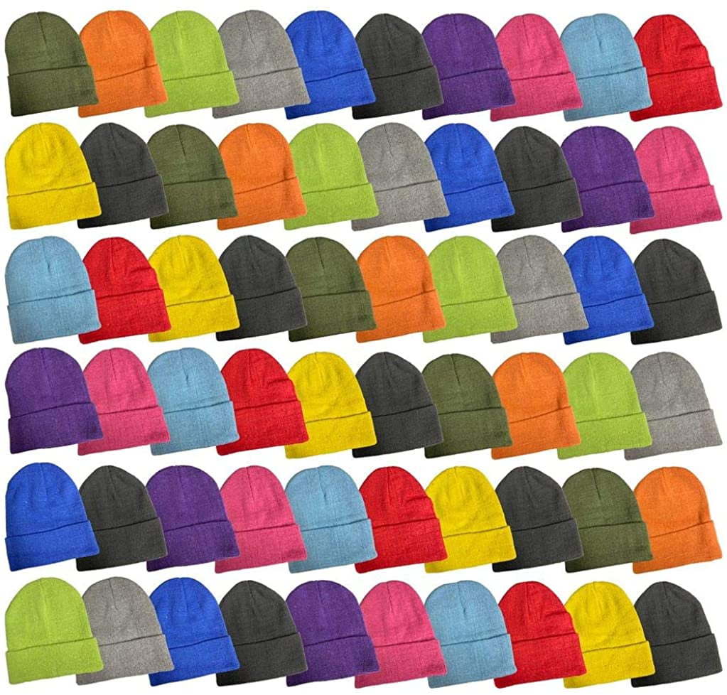Mens Womens Unisex Hats 48 Pack Winter Beanies Wholesale Bulk Cold Weather Warm Knit Skull Caps