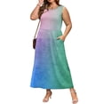 thumbnail image 5 of Women's Boho Maxi Sundress 2026 Summer Beach Dress Tie Dye Scoop Neck Sleeveless Loose Tank Dress, 5 of 7