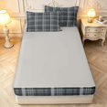 thumbnail image 4 of Manfei Modern Checkered Zipper Queen Comforter Set with Fitted Sheet and 2 Pillowcases,Geometric Check Art Zipper Bedding Set,Gray,Light Gray Reversible,4pcs, 4 of 8