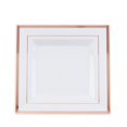 thumbnail image 6 of Balsa Circle 10 Pieces 10" White Rose Gold Trim Plastic Square Plates Disposable Tableware, 6 of 8