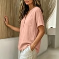 thumbnail image 7 of Rciityk Womens Summer Tops Solid V Neck Short Sleeve Linen Shirts Loose Fit Chest Pocket Casual Blouses - Daily Wear, 7 of 7