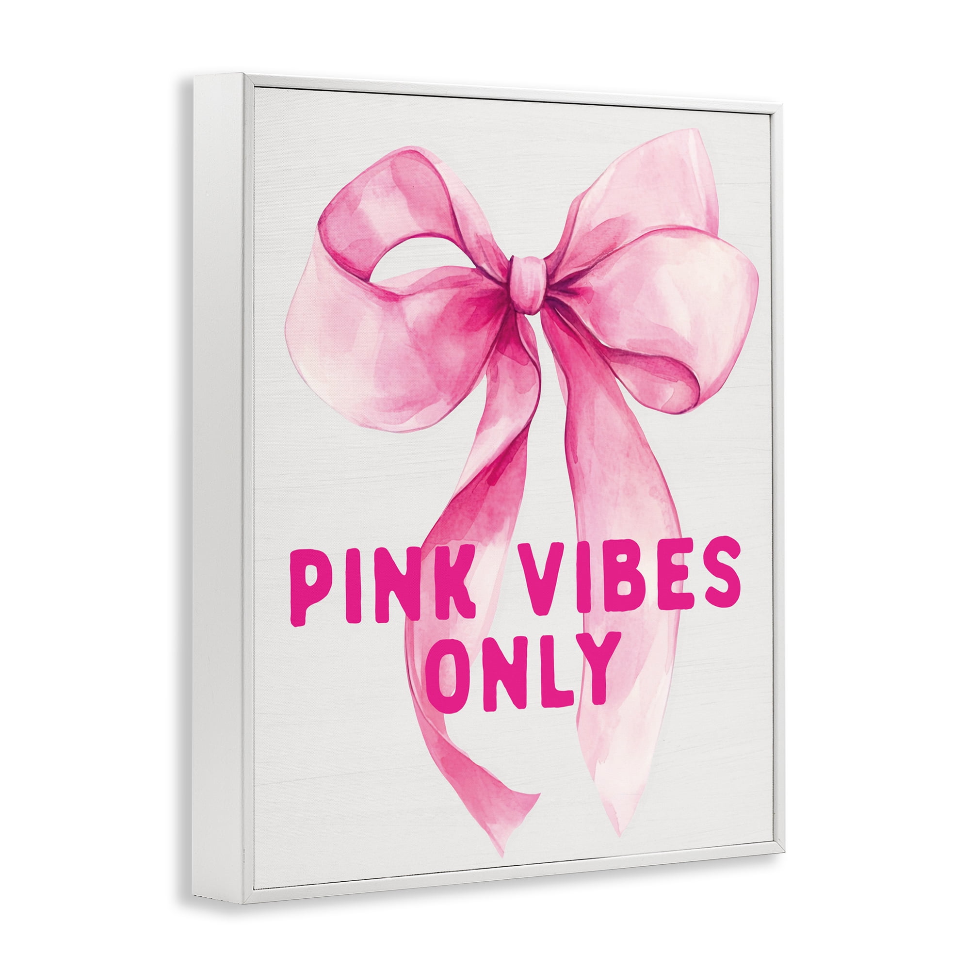Girly Pink Vibes Only White Framed Giclee Art, design by Lettered and Lined