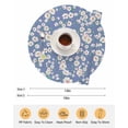 thumbnail image 6 of 13 Inch Round Placemats Set of 4, Watercolor Floral Non Slip Heat Insulation PP Table Mats, Spring Flower Leaves Botanical Blue Washable Place Mats for Kitchen Dining Party Table Decor, 6 of 7
