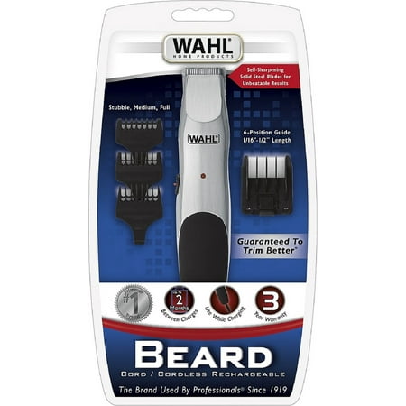 WAHL Beard Trimmer, Cord or Cordless with Self Sharpening Steel Blades, Model 9918-6171